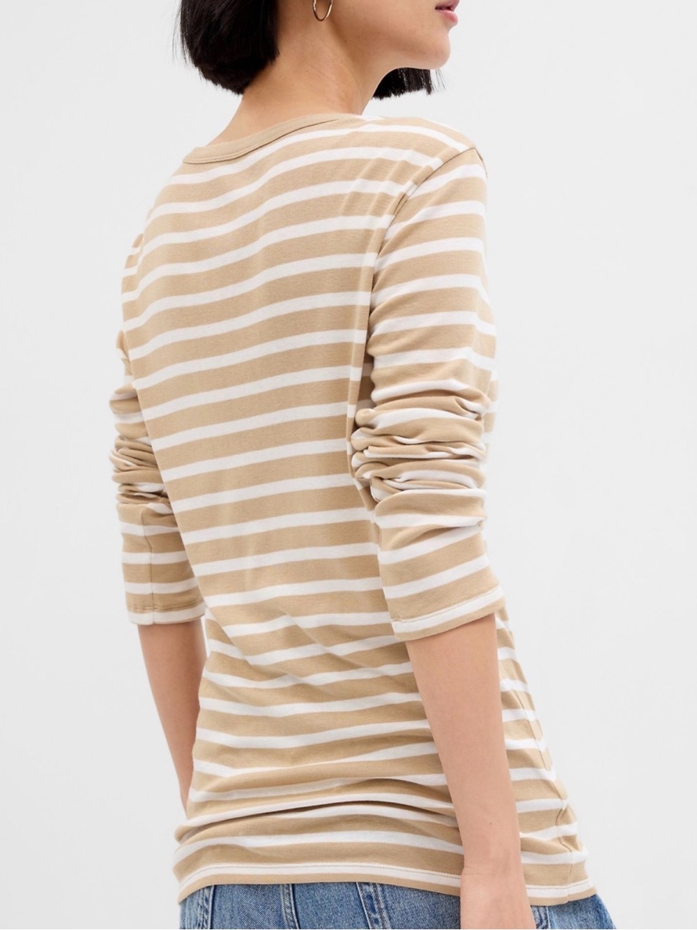 GAP S Beige & White Striped Women's Favorite Tee